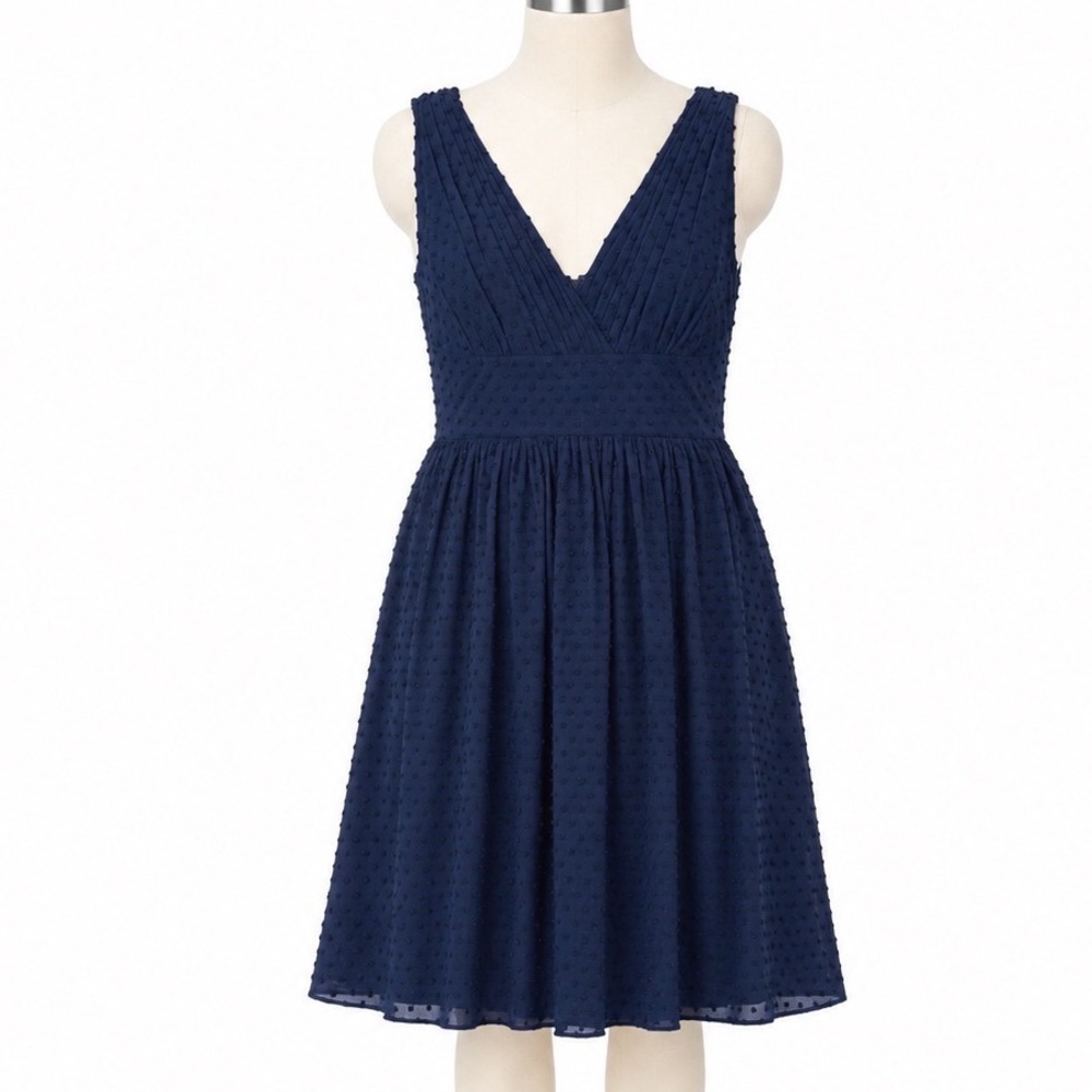 J Crew Dress Womens 10‎ Navy Blue Swiss Dot Preppy Party Wedding Formal Dance
